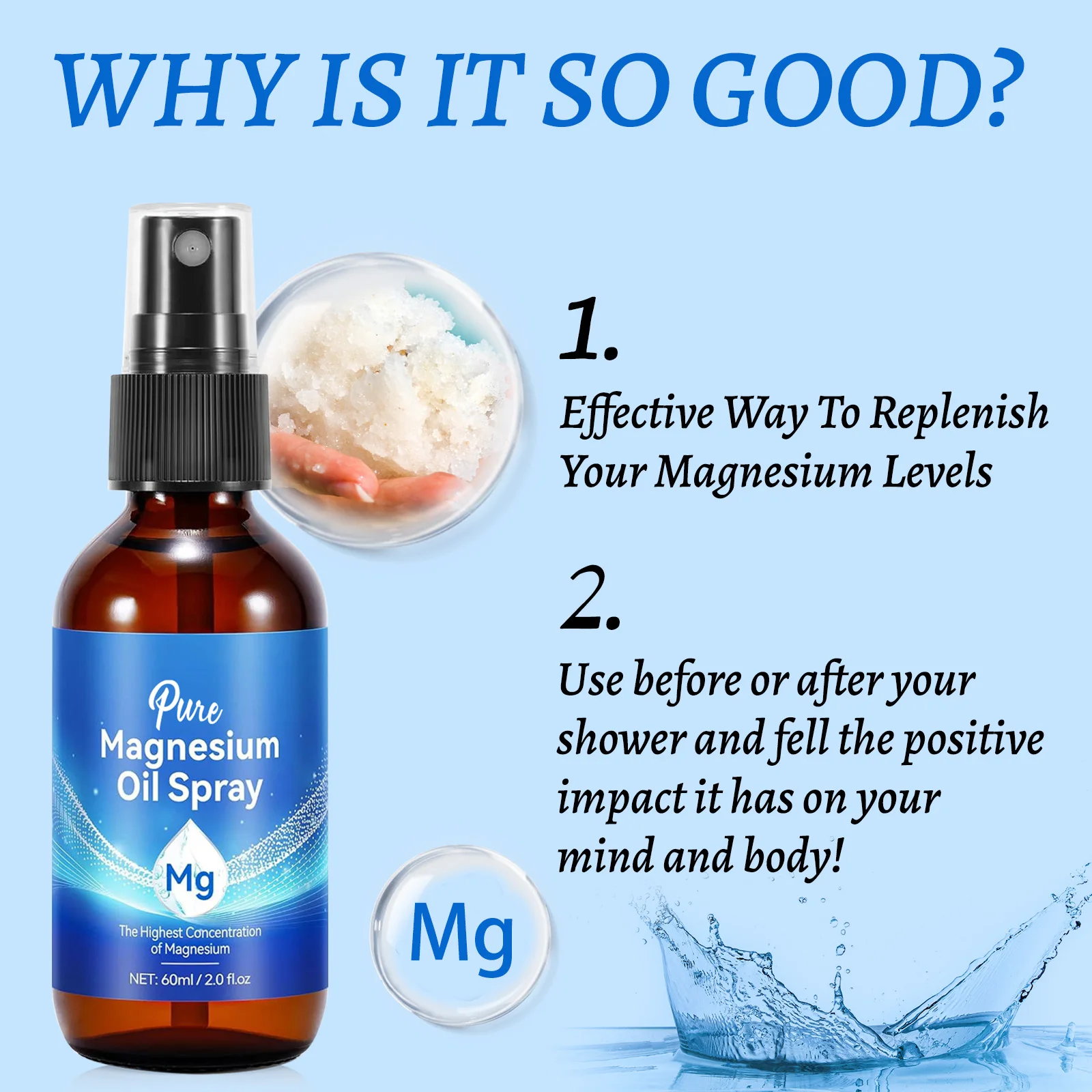 Magnesium Oil Spray 60ml Muscl - Bath Salts Magnesium ulasan dan harga